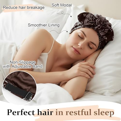 Ababalaya Satin Lined Beanies for Women Chemo Headwear Sleep Cap - Image 2