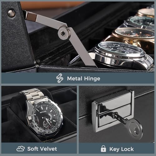 ProCase 12 Slots Watch Case Box for Men -AllBlack - Image 3