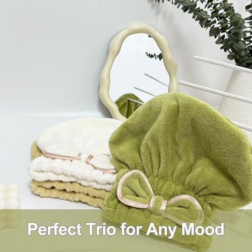 Jseng 3Packs Microfiber Hair Towel for Women - Quick-Drying, Super Absorbent Hair Wrap with Bow Design, Soft Hair Towel Turban for Curly Long Wet Hair - Image 6