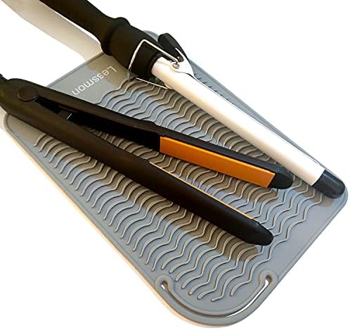 Lessmon Large Heat Resistant Mat for Hair Styling Tools, 11 x 7.5 in, Grey by Lessmon