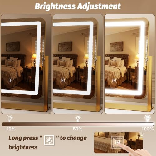 CraftCraze Makeup Mirror with Lights Vanity Mirror Dimmable|15"x13" Gold - Image 3
