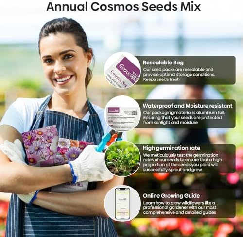 Groundio Cosmos Seeds, 7 Varieties Mix, Over 5000+ (1 OZ) Flower Seeds - Image 5