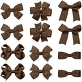 3 Inch Hair Bows for Little Girls Set of 12 Hand-Made Solid Brown Grosgrain Ribbon Fall Thanksgiving Dress Bows Alligator Clips School Uniform Decorative Accessories for Teen Toddler Baby Girls Kids by KCHIES-AccessoryCollection