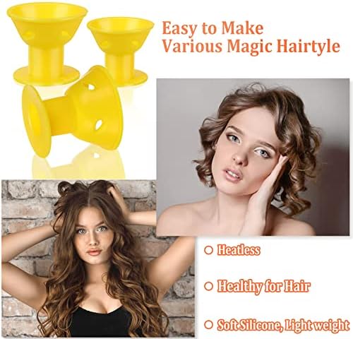JANYUN 40 Pcs Yellow Silicone Hair Rollers (Including 20pcs Large & 20pcs Small Heatless Hair Curlers) - Image 5