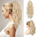 Flufymooz Ponytail Extension, 18 Inch Claw Clip Ponytail Extension, Wavy Curly Claw Clip in Ponytail Hair Extensions, Natural Fake Ponytail Synthetic Hairpiece for Women (Cool Blonde) by Flufymooz