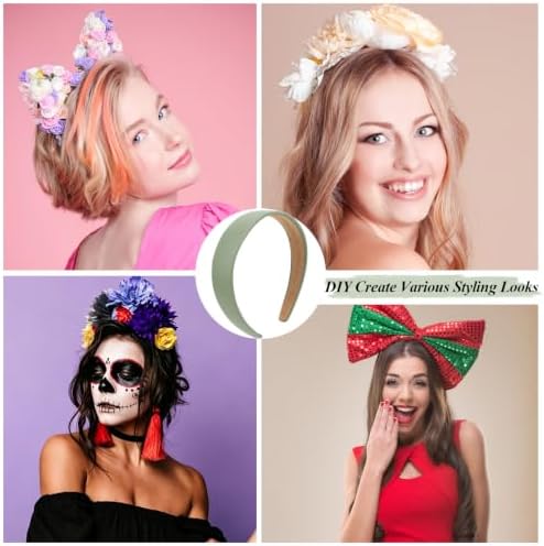 Sage Green Headband 1 Inch Faux PU Leather Hairband for Women Girls - Image 7