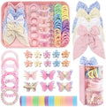 Little Girls Hair Accessories Kit with 3-Tier Pink Storage,Ties and Clips by CAMBIODV