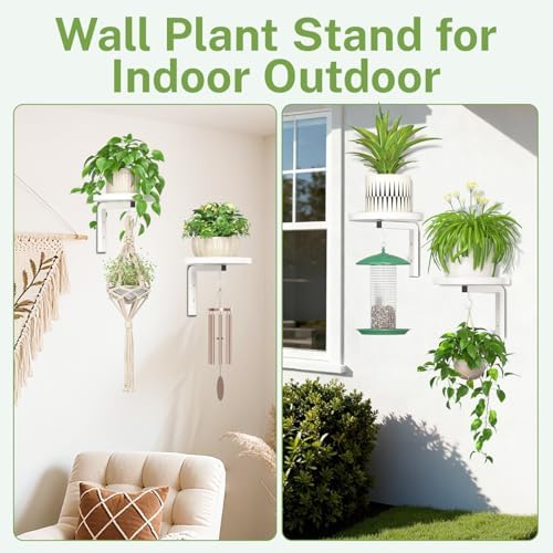 Plant Wall Hanger Holder Set of 2 for Indoor Outdoor, White - Image 5