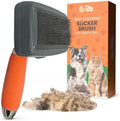 GoPets Self-Cleaning Slicker Brush for Dogs & Cats, Deshedding & Dematting by GoPets
