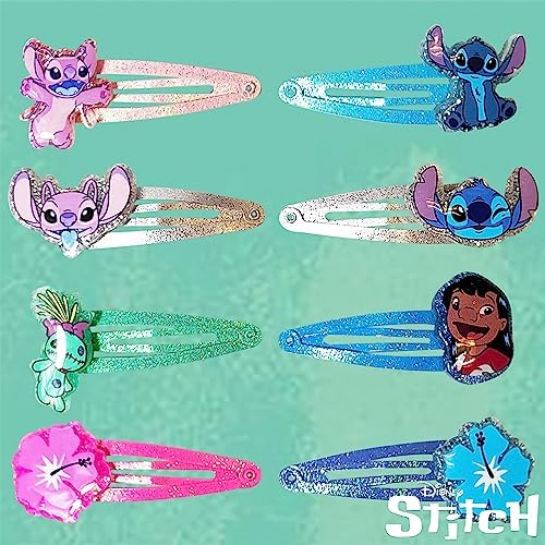 Disney Stitch Kids Hair Clips for Girls Snap Clips 8 Pack Multi Color Ages 3+ - Image 2