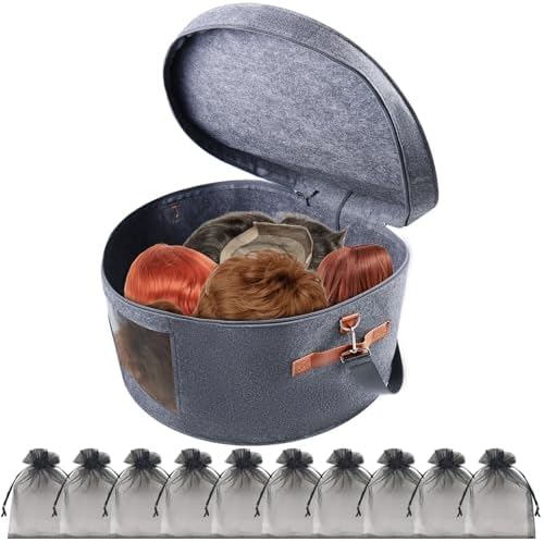 Wig Storage Boxes,Wig Travel Cases Foldable for Multiple Wigs for Men and Women,Yarn Organizer, Cosmetic Cabinet Storage Bag (Medium Grey) by CODOHI