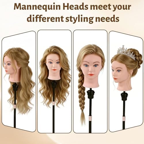 Mannequin Head with 80% Human Hair 26''Cosmetology Styling Training Head - Image 2