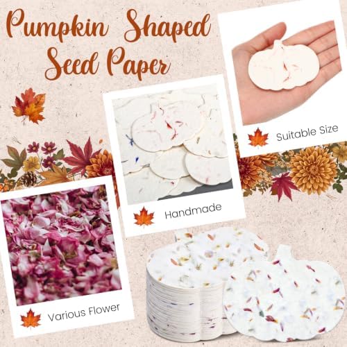 Dunzoom 50 Pcs Plantable Seed Paper Tags Wildflower,Pumpkin Shape - Image 4