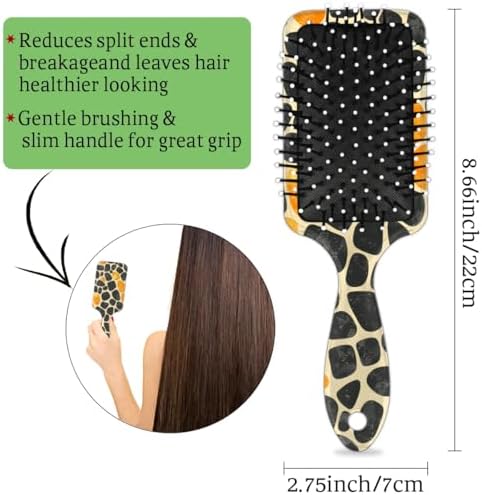 Hair Curler Brush Giraffe Print Detangling Hair Brush for All Hair Types,Hair Straightener Brush Wet and Dry Hair for Adults and Hair Brush for Women - Image 4