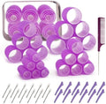 4 Sizes Hair Rollers for Women Set - 50 Pcs Hair Curler Rollers with Clips, Self Grip Hair Rollers for Long, Short Hair and Bangs, 25mm, 36mm, 48mm, 60mm, Purple by BESSEEK