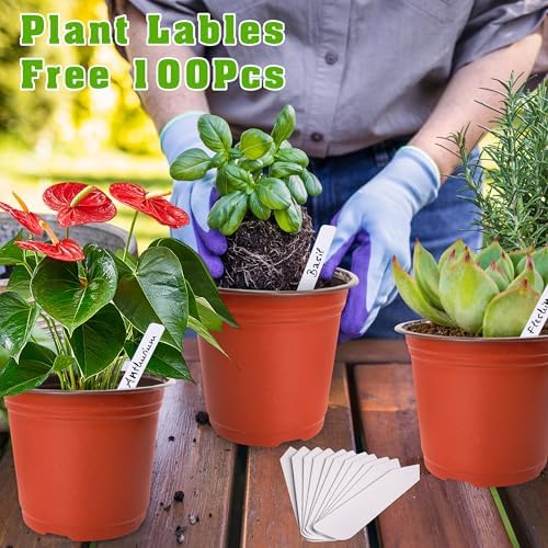 TDHDIKE 6" Plastic Plant Nursery Pots 100Pcs with 100 Labels - Image 4