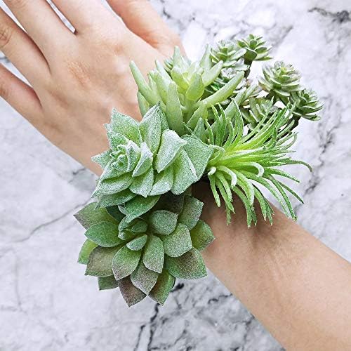 Supla 11 Pcs Mini Artificial Succulents Picks Unpotted Faux Succulent Assortment in Flocked Green in Different Type Different Size Succulents Echeveria Agave Floral Arrangement Mother Day' s Gift - Image 6