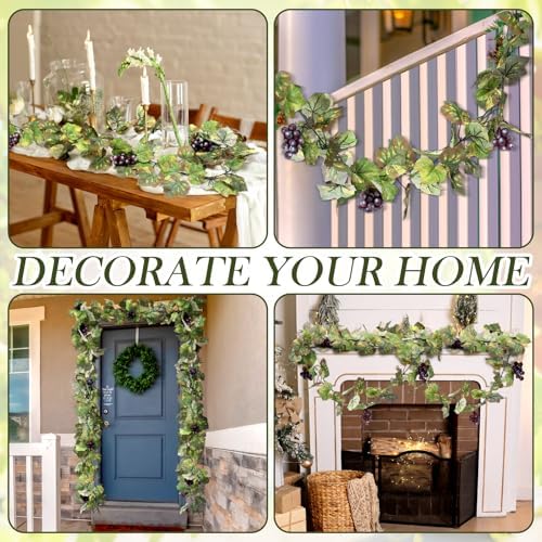 Artificial Grape Leaf Garland Vine Plant, 20 ft, Light Green - Image 4