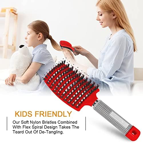 Detangling Brush, Curved and Vented for Wet or Dry Detangling Hair Brush for Men, Women & Kids’ Long, Thick, Thin, Curly & Tangled Hair (Colorful) - Image 4