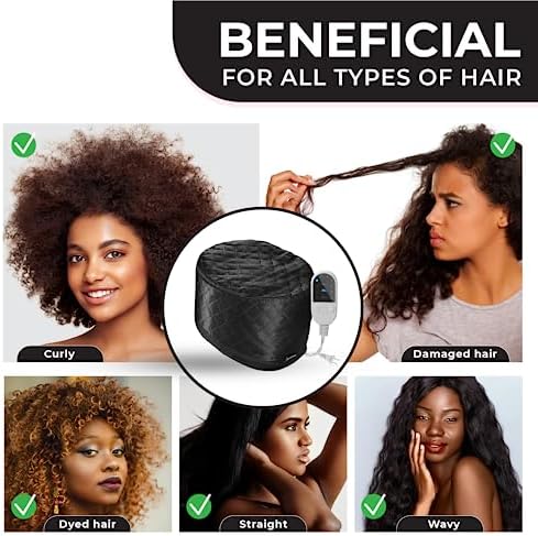 Hair Steamer for Natural Hair Home Use w/10-level Heats Up Quickly, Heat Cap for Deep Conditioning - Thermal Heat Cap for Black Hair, Great for Deep Conditioner (Black) - Image 6