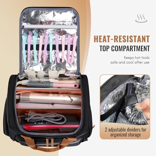 Mancro 2-Layer Hairstylist Travel Bag with 3 Separate Pouches, Black - Image 3