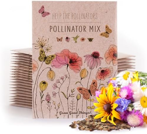 Bentley Pollinator Mix - Pre-Filled, Non-GMO, Non-Coated Butterfly Packets - 25 Annual Wildflower Seeds - Perfect Eco-Friendly Gift by OfficialBentleySeedProducts