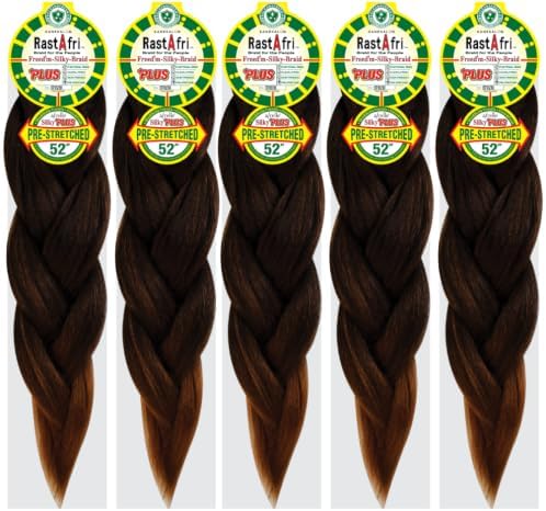 Rast A fri Freed'm Silky Braid 52 Inch Pre-Stretched Braiding Hair | 100% Afrelle Modacrylic Fiber from Kanekalon | Soft Lightweight Hair for Box Braids & Twists, BT1B/30-5 Pack - Image 2