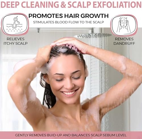 Fiora Naturals Scalp Massager Shampoo Brush, Silicone Scrubber, BPA Free - Image 3