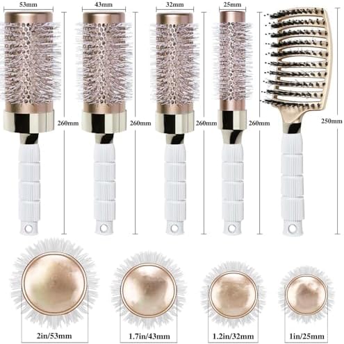 Ceramic Round Brush Set for Blowout&Boar Bristle Detangler Hair Brush - Image 2