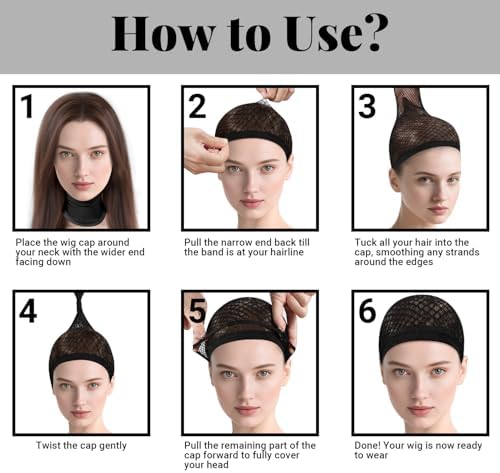 MORGLES 3 Pcs Black Wig Caps for Long Hair, Non Slip Mesh Hair Nets Cosplay - Image 6