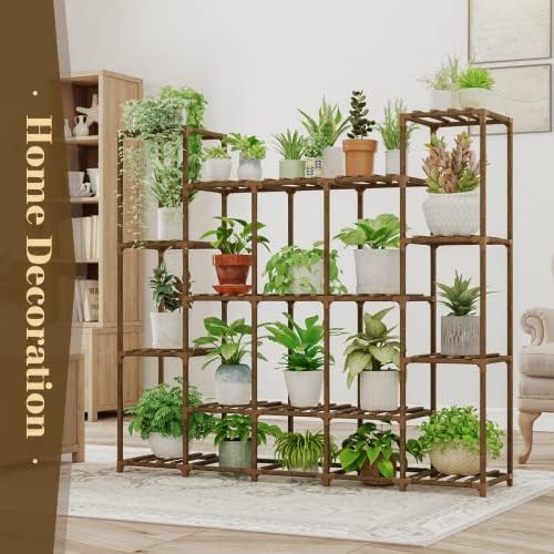 Bamworld Large Plant Shelf Indoor Plant Shelf Outdoor Tall Wood Plant Holder for Living Room Multiple Plants Patio Balcony Garden 17 Pots - Image 5