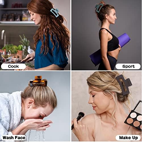 Sisiaipu 3.5 Inch Medium Hair Accessories - 12 Pcs Square Jaw Clips for Thick and Thin Hair, Rectangular Rectangle Basic Color Hair Clips for Women and Girls - Image 6