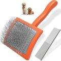 2PCS Slicker Brush for Dogs & Pet Comb,Professional Dog Grooming Brush (Goldendoodles,Poodles,Labradoodles) with Extra Long Pins to Effectively Remove Tangles, Knots and Mats (Orange, Large) by Unknown
