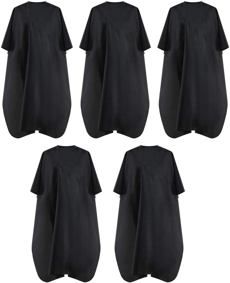 Black Waterproof Hair Salon Cape with Metal Snap Closure - 5 Pack by BSFHH