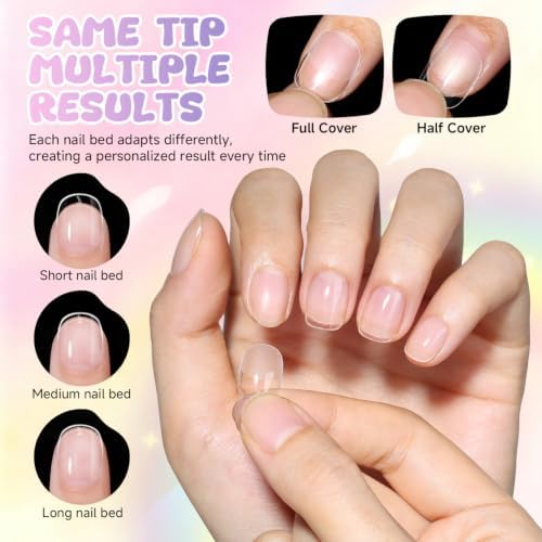 UNA GELLA Extra Short Square Kids Nail Tips 216Pcs Squoval Press On Nails - Image 6