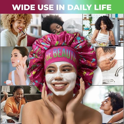 Discover premium reversible double layer silk satin sleeping bonnets designed for hair protection, moisture retention, and all-night comfort. Keep your hair healthy and frizz-free-pink - Image 2