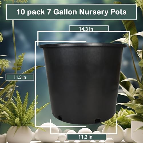 7 Gallon Nursery Pot 10-Pack Plastic Garden Planter Pots - Image 3
