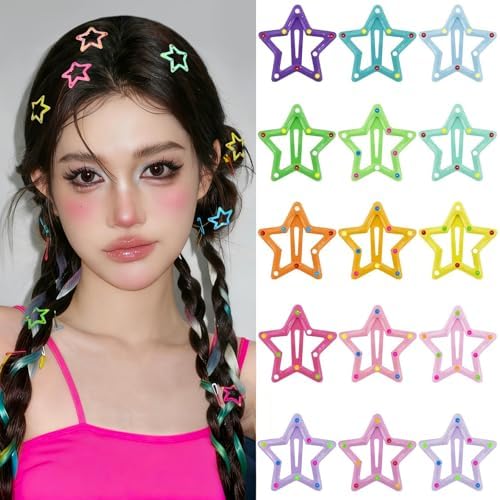 VIBILIA Star Hair Clips Multicolor Y2K Metal Hair Accessories-15 PCS 1.18" by VIBILIA