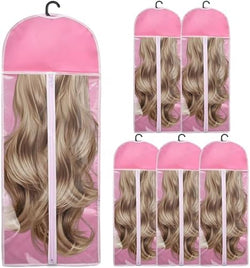 5Pcs 31.5in Hair Extension Holder Wig Storage Bag with Hanger, Pink by Unknown