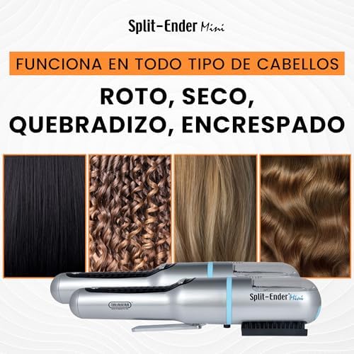 Split-Ender Mini Cordless Split End Hair Trimmer for Dry, Damaged, Brittle, or Frizzy Hair - Battery Operated Clipper for Straight and Curly Hair - Blue - Image 4