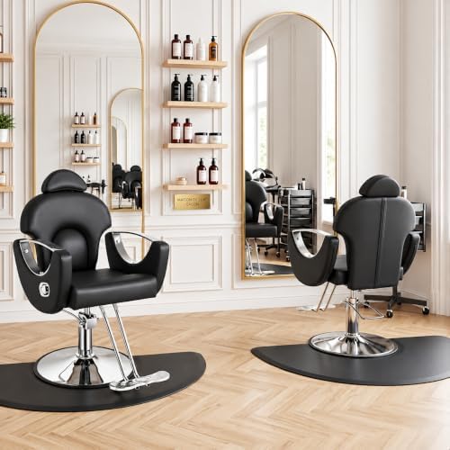 Black Barber Chair Heavy Duty Reclining Hydraulic Styling Chair for Salon - Image 2