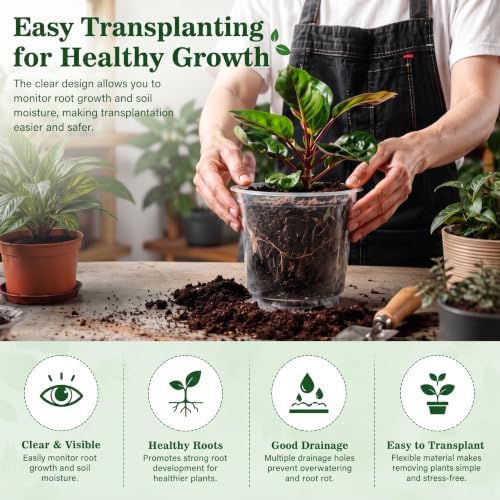 OUPSAUI 20 Pack 3.5 Inch Clear Nursery Pots with Drainage Holes for Plant - Image 5