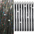 Hair Tinsel 8 Packs 1600 Strands 50 Inch Tinsel Hair Extensions Black Heat Resistant Glitter Sparkling Shinny Fairy Hair Accessories for Women(Black, 50Inch) by Sala
