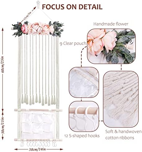cherrboll Hair Bows Holder Headband Organizer for Girls, Hair Clips Hanger Storage with Hooks, Wall Hanging Decor for Nursery Room - Image 4