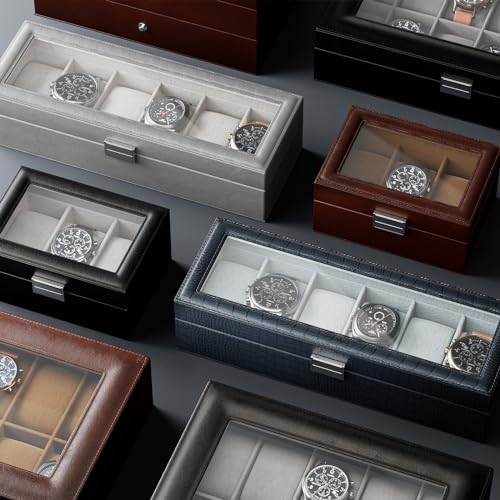 ProCase Watch Box, 6 Slot Mens Watch Display Case, Grey - Image 6