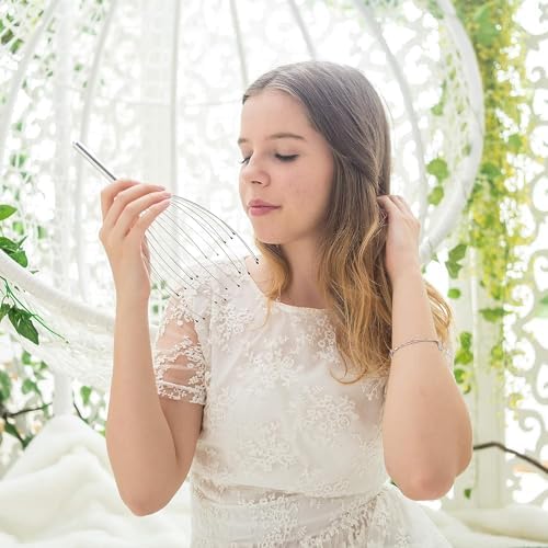 USAGA Head Massager Scalp Massager 20 Fingers Head Scratcher for Scalp Body Relaxing (Silvery) - Image 2