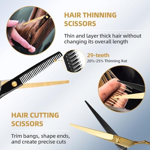 ETHTXE Professional Hair Cutting Scissors, 6.5" Barber Scissors - Image 5