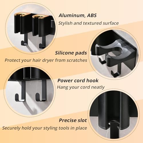 Wall Mount Hair Tool Organizer, Hair Dryer and Curling Iron Holder - Image 2