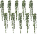 10 Pcs Artificial Succulents Hanging Plants, Fake String of Pearls Greenery Plants, Decoration for Wall Home Backdrop Garden Windows Balcony Indoor and Outdoor (10PCS Green) by dallisten