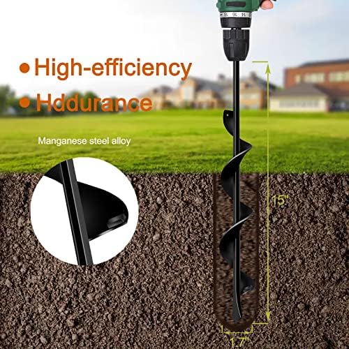 LONGRUN Auger Drill Bit for Planting-1.7"x15" Planting Auger, Garden Spiral Hole Drill Bulb Planter Tool for Planting, Bedding Plants, Flowers, Umbrella Holes - 3/8 Inch Hex Drive Drill Augers - Image 3